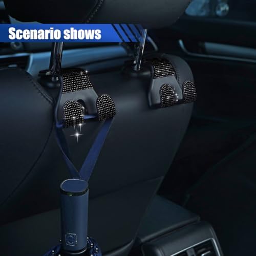 2PCS Car Seat Headrest Hooks, Shiny Crystal Hanger Holder, Backseat Hanger - Image 6