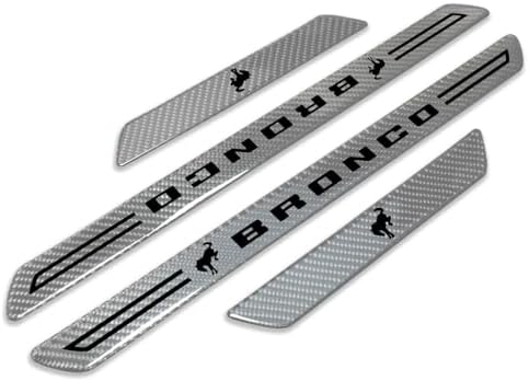 iPick Image for Ford Bronco Silver Real Carbon Fiber 4 Pcs Universal Door Sill by Unknown