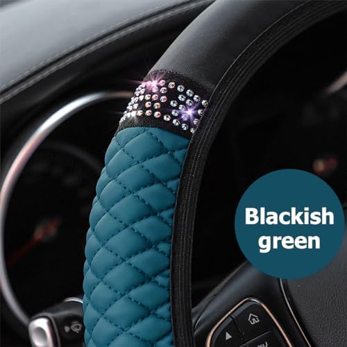 Osilly 15 Inch Rhinestone Leather Steering Wheel Cover - Image 4