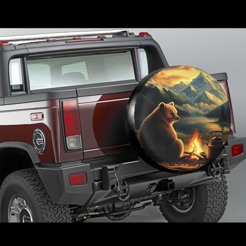 Bear Campfire Moutain Universal Spare Tire Cover, 16 Inch, Cute Waterproof - Image 3