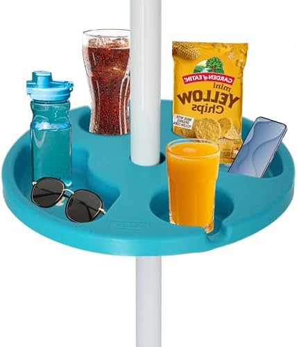 AMMSUN 13" Portable Beach Umbrella Table Tray Teal by AMMSUN