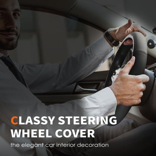 HOTOR Car Leather Steering Wheel Cover, Universal 14.5"-15" - Image 6