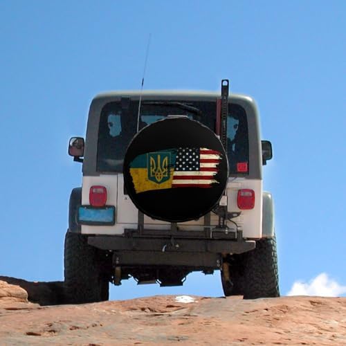 Ukrainians American Flag Tire Covers, Dust-Proof Weatherproof Wheel Covers - Image 5