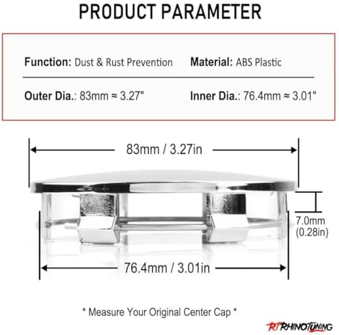 Rhinotuning 83mm/76.4mm Chrome Silver ABS Car Wheel Center Hub Caps Replace - Image 2