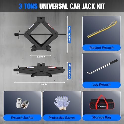 Car Jack Kit, 3 Ton Scissor Jack - Image 3