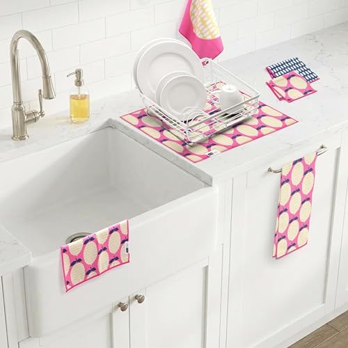 Ritz 6-Piece Speckled Lemon Microfiber Kitchen Set – Retro Citron Grove - Image 5