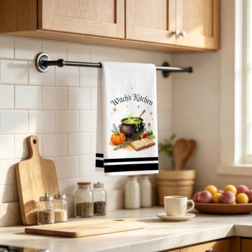Spooky Halloween Kitchen Towel, Witch Gift Decor Dish Towel - Image 2