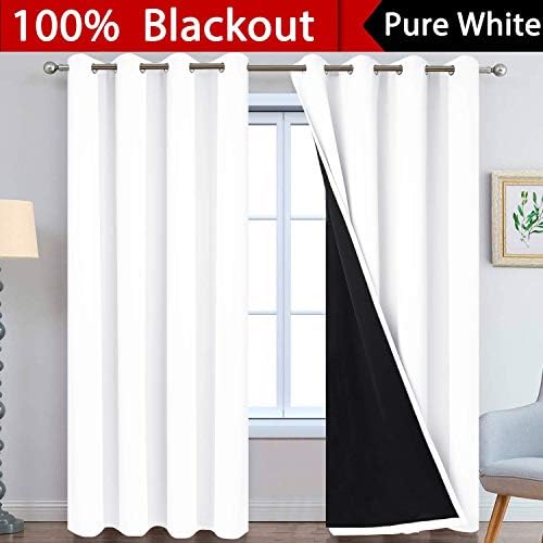 Yakamok Pure White 100% Blackout Curtains 84 Inches Long 52" Wide 2 Panel - Image 2