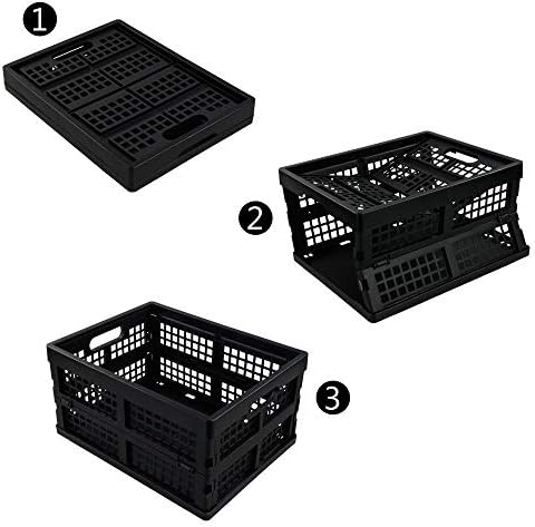 Saedy 16 L Black Folding Storage Crate, 2 Packs Plastic Collapsible Crates - Image 2