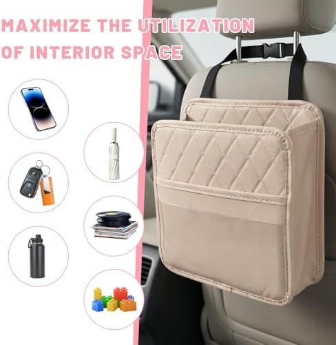 Car Seat Back Organizer, Waterproof Leather Auto Backseat Storage Pocket - Image 6