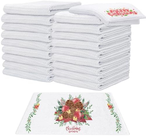 YOUKE OLA 20 Pack Sublimation White Towels Waffle Weave Kitchen Towels Blanks by YOUKEOLA
