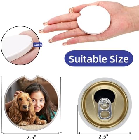 Eorbow 24 Packs Ceramic Sublimation Car Coasters, Car Blanks Cupholders - Image 2