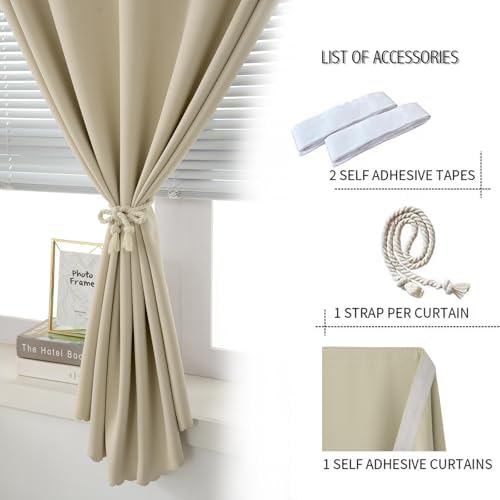 Portable Light Blocking Curtains Self Stick Design Removable Adhesive Window - Image 2