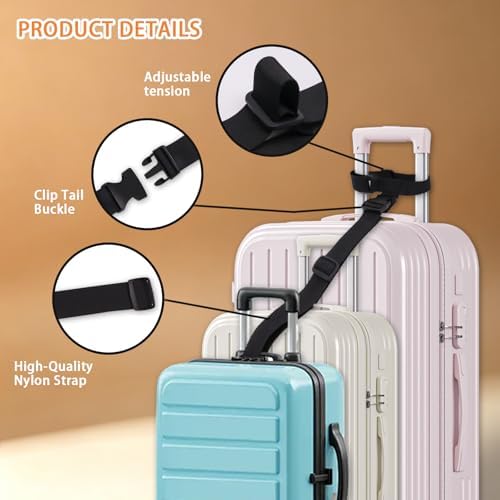 2 Pack Luggage Straps for Suitcases, Adjustable Travel Belt to Add a Bag - Image 5