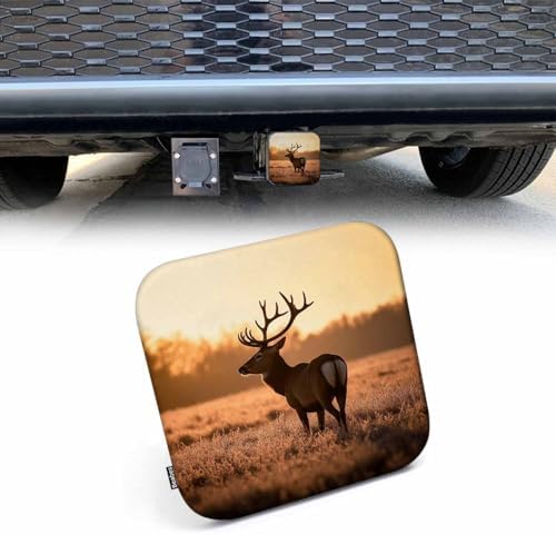 Auto Hitch Cover for Trucks Deer, Foggy Forest Animal Red Deer Moose Sturdy by Beabes