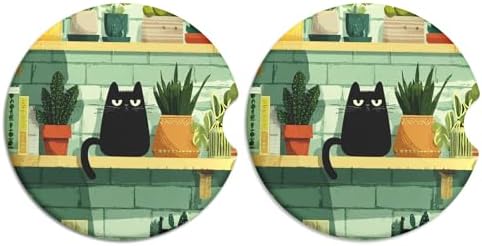 2 Pack Ceramic Car Coasters for Cup Holder, 2.56 in Anti Slip Absorbent Coaster by Rueneaj