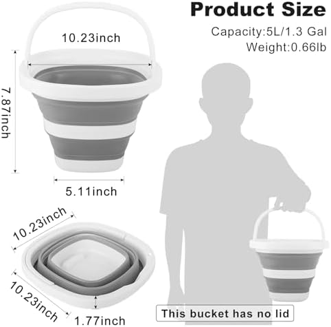 Collapsible Bucket 5L, Foldable Mop Bucket Car Wash Buckets - Image 2