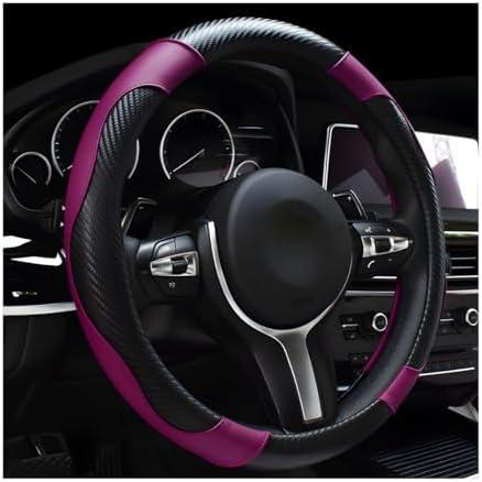 DXNQ Car Steering Wheel Cover, 15 Inch Carbon Fiber Leather Stitching Color by DXNQ