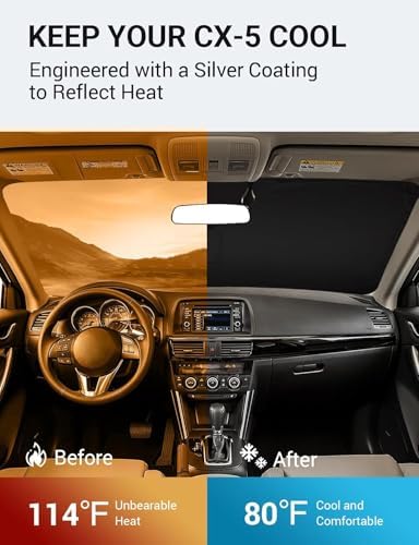 Proadsy Custom Fit 2013-2016 Mazda CX-5 Windshield Sun Shade, Blocks Heat - Image 3