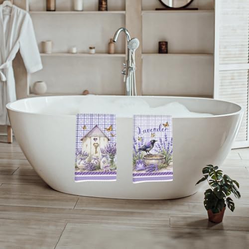 Lovdazzles 2 Pcs Purple Lavender Kitchen Towels Decorative Tea Towel - Image 5