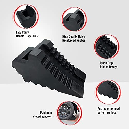 HOXWELL Solid Heavy Duty Rubber Wheel Chocks 4 Packs - Image 4
