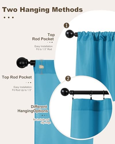Outdoor Curtains for Patio Waterproof Rod Pocket 4 Pcs 54x84 Inch Teal - Image 3