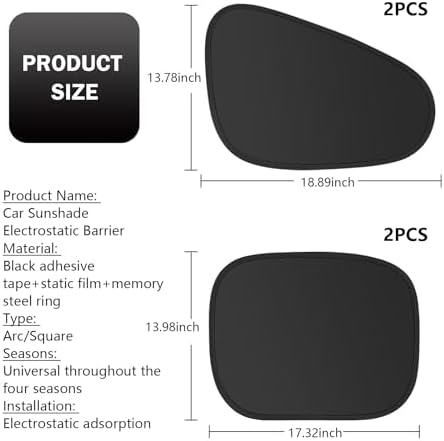 Shakas 4 PCS Side Window Shade, Front and Rear Windows Heat-Insulating - Image 2