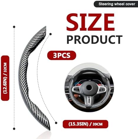 3pcs Universal Carbon Fiber Steering Wheel Cover - Image 2