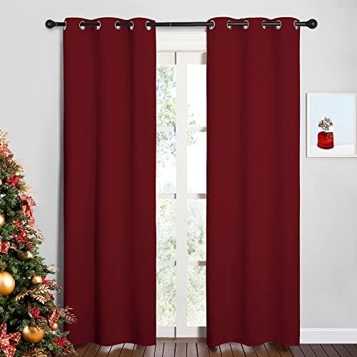 NICETOWN Christmas Burgundy Blackout Curtains, 1 Pair, 34 x 84-inch by NICETOWN