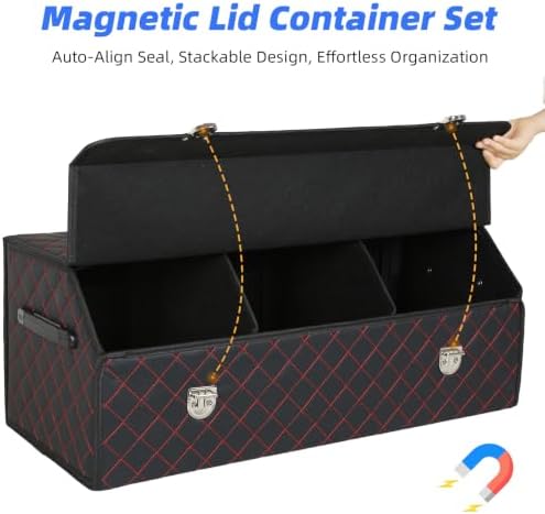 Car Trunk Organizer with Sturdy Faux Leather Lid - Image 3
