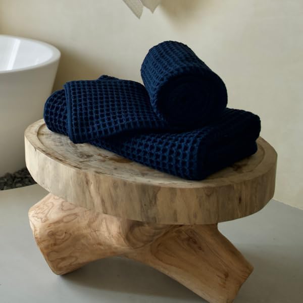 Luxury Organic Japanese Cotton Waffle Bath Towel | Thick, Quick Dry Bathroom by KOSMU