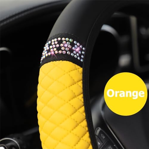 Osilly 15 Inch Rhinestone Leather Steering Wheel Cover - Image 4
