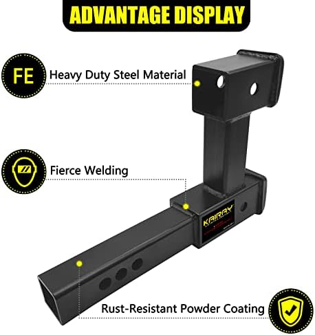 KAIRAY Double Hitch Receiver 2 Inch Trailer Dual Hitch Extension Riser Adapter - Image 3