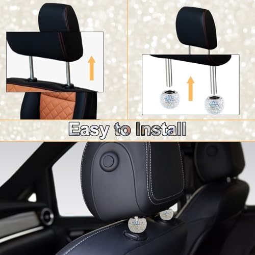 BFXM 4 Pcs Car Headrest Collars, Bling Head Rest Collars Rings Decoration - Image 5