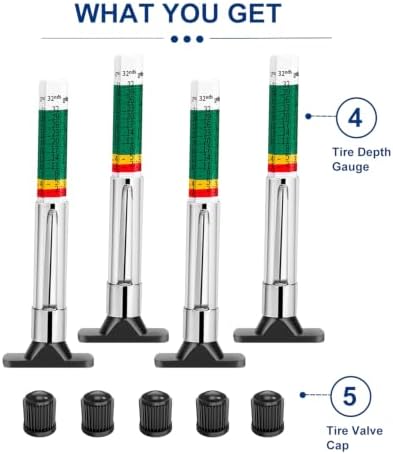 4-Pack Tire Tread Depth Gauge, Color Coded, 32nds Tire Depth Gauge - Image 6