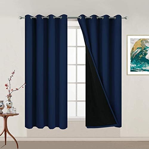 Yakamok Navy Blue 100% Blackout Curtains 54 Inches Long 52" Wide, 2 Panels by Yakamok