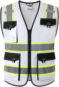 JKSafety Safety Vest for Men Women Hi Vis Reflective Vest JK220 White M by JKSafety