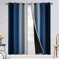 SimpleHome 100% Blackout Ombre Bedroom Curtains Blue and Greyish White by SimpleHome