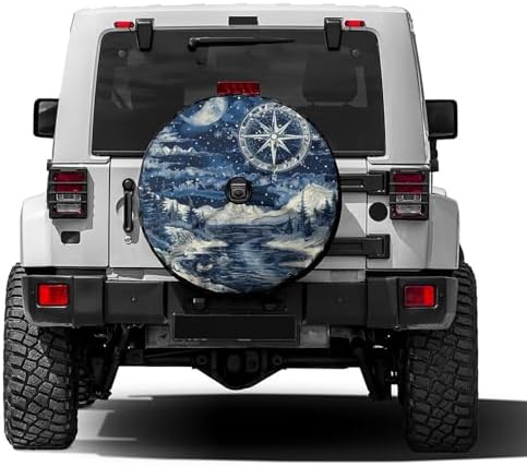 Delerain Retro Sea Sky Compass Spare Tire Cover by Delerain