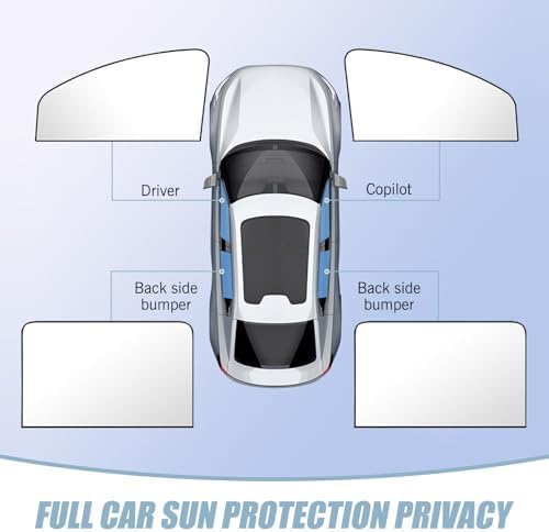 Tesnaao 4 PCS Car Side Window Sun Shade Replacement, 20CM x 50CM x 80CM Front - Image 7
