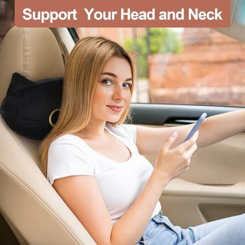 Black Cat Car Headrest Pillow Neck Support Plush Cushion - Image 4