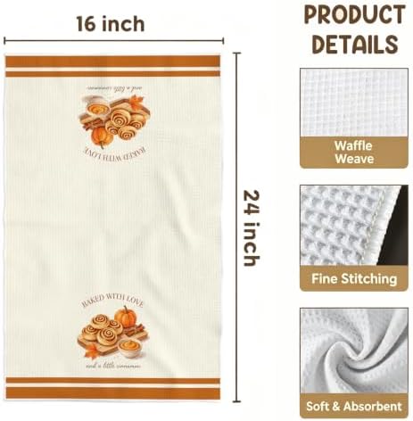 Fall Baking Kitchen Towel, Cinnamon Roll Fall Baking Dish Towel - Image 4