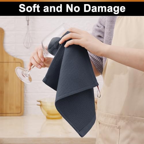 Homaxy 100% Cotton Waffle Weave Dish Cloths, 24 Pack, Dark Grey - Image 6