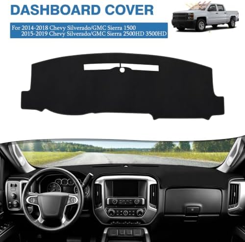 FIILINES Dash Cover Fit for 2014-2018 Chevy Chevrolet Silverado/GMC Sierra 1500 - Image 2