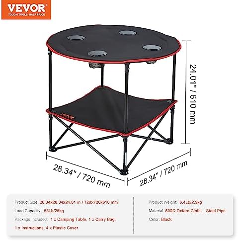 VEVOR Folding Camping Table, Outdoor Portable Fold Up Lightweight Side Table - Image 3