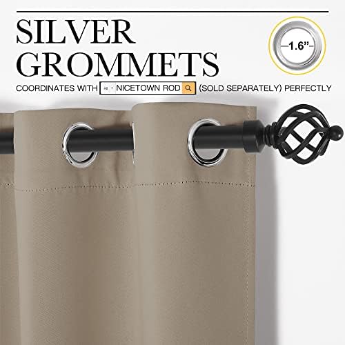 NICETOWN Taupe Blackout Curtains 90" Long - Image 3