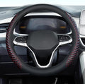 Coverado Car Steering Wheel Cover, Nappa Leather Black & Redline Steering Wheel by COVERADOAUTO