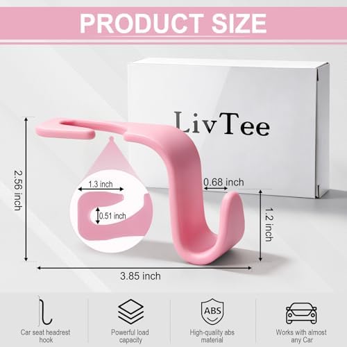 LivTee Car Seat Headrest Hook, Auto Seat Hook Hangers Storage Organizer - Image 3