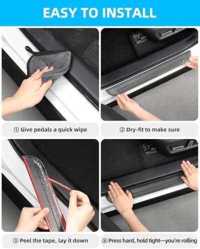 4PCS Car Door Sill Protector, Genuine Carbon Fiber + PC Car Door Protector Edge - Image 4