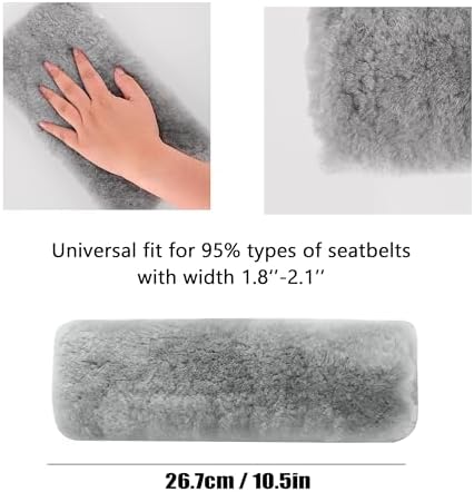 Amooca 2-Pack Real Wool Seatbelt Cover Authentic Sheepskin Shoulder Pad - Image 3
